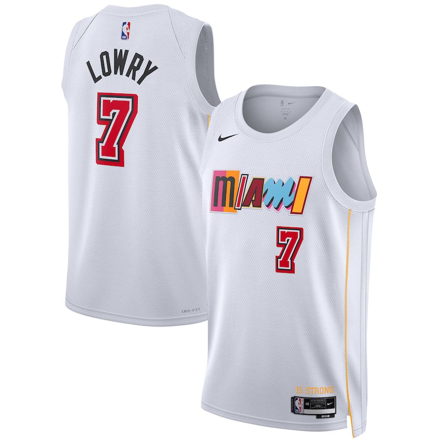 Men Miami Heat #7 Kyle Lowry Nike White City Edition 2022-23 Swingman NBA Jersey->customized nba jersey->Custom Jersey